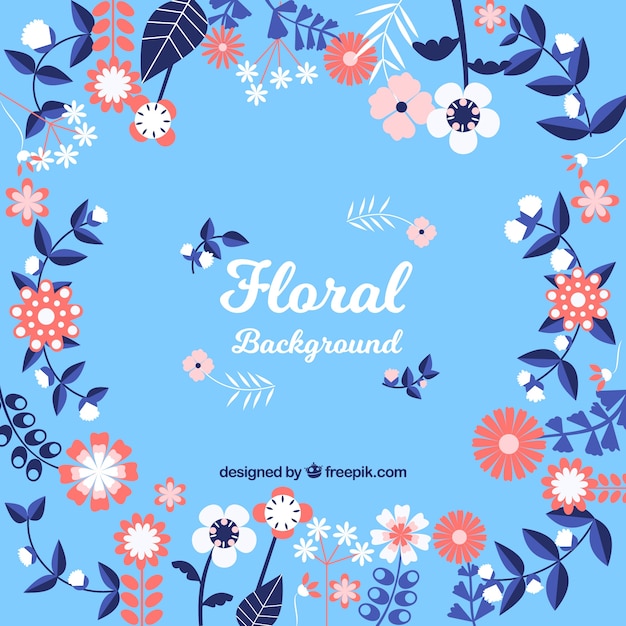 Colorful floral background in flat style