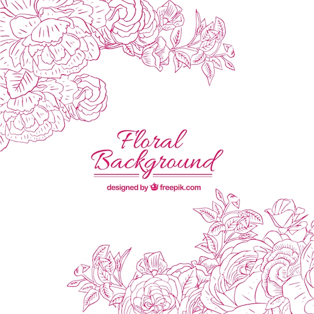 Colorful floral background in hand drawn style