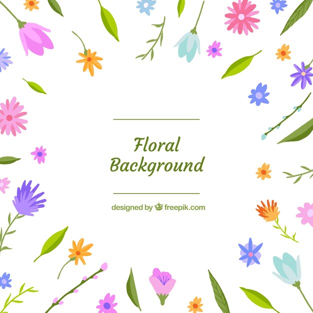 Colorful floral background in hand drawn  style