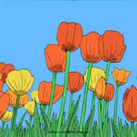 Free vector colorful floral background in hand drawn style