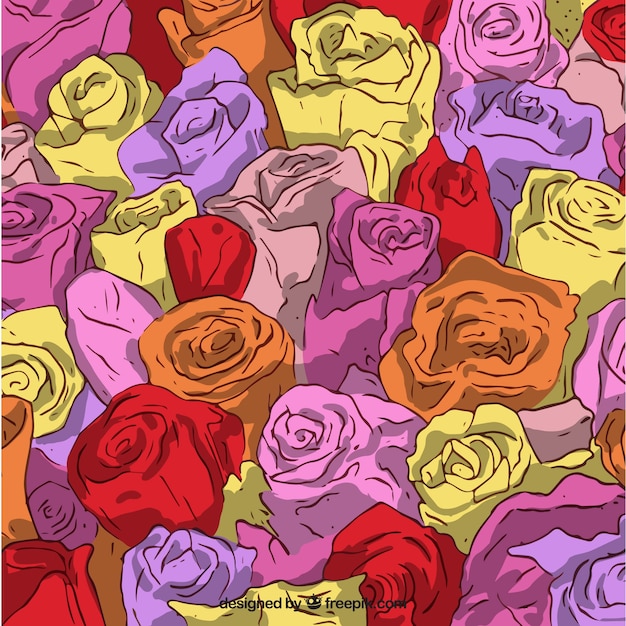 Colorful floral background in hand drawn style