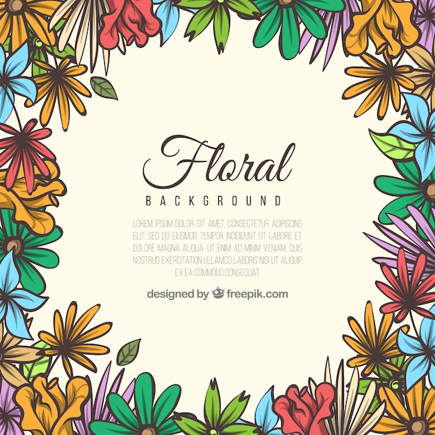 Colorful floral background in hand drawn style