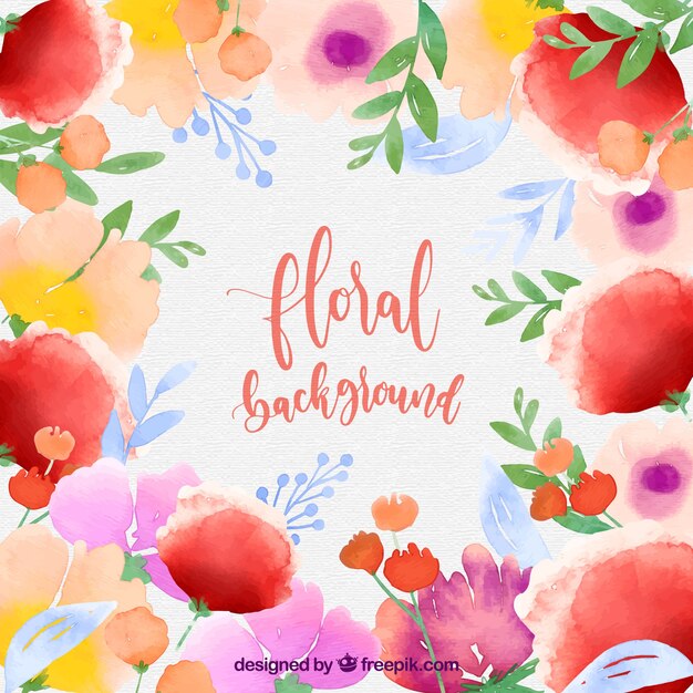 Colorful floral background in watercolor style