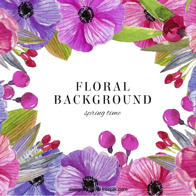 Colorful floral background in watercolor style