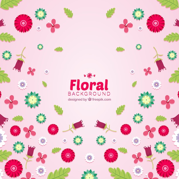 Colorful floral background with flat design