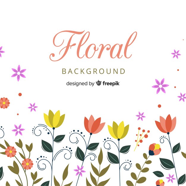 Colorful floral background with flat design