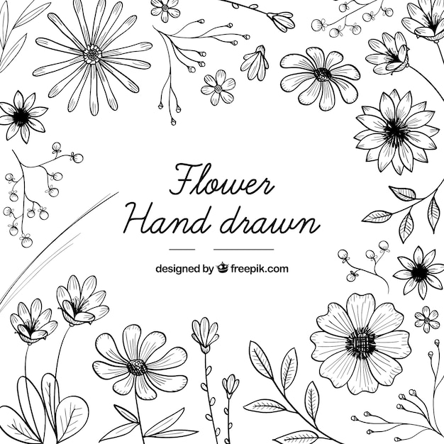 Colorful floral background with hand drawn style