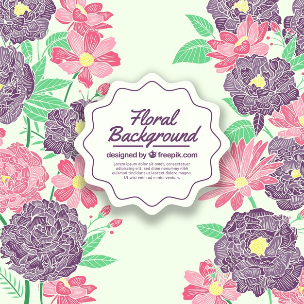 Colorful floral background with hand drawn style