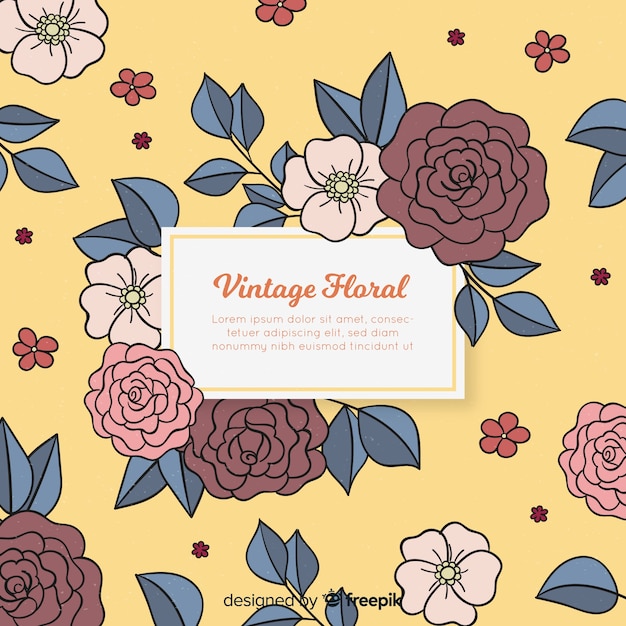 Colorful floral background with vintage design