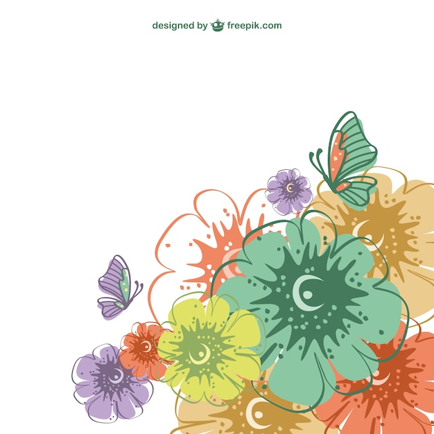 無料ベクター ダウンロードのための無料のカラフルな花のベクトルカード