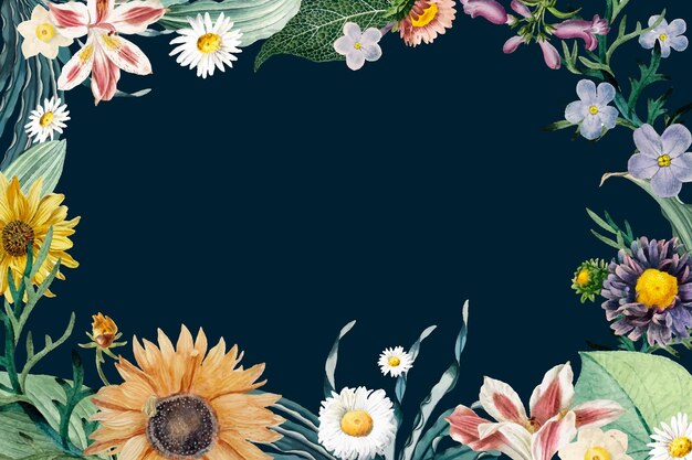 Colorful floral border vintage vector