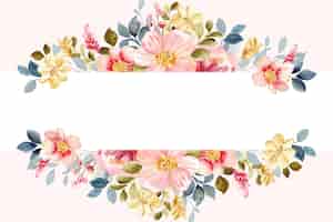 Free vector colorful floral border with watercolor