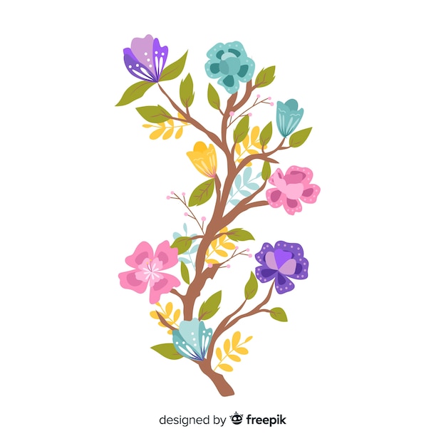 Colorful floral branch in flat design