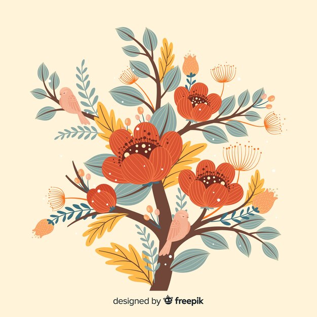 Colorful floral branch in flat design