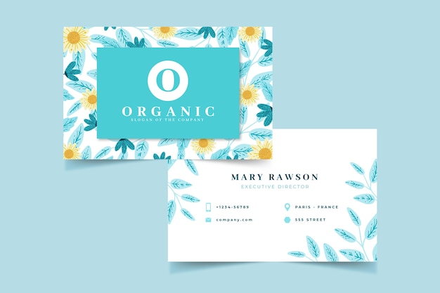 Colorful floral business card template