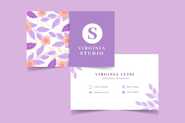 Colorful floral business card template