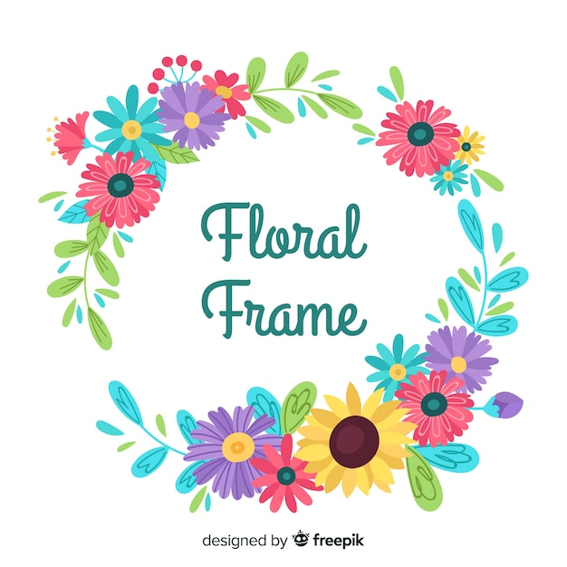 Colorful floral circled frame