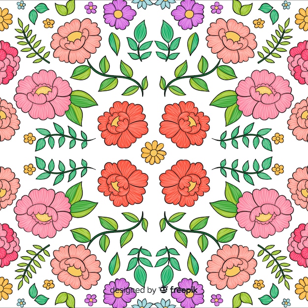 Colorful floral embroidery background