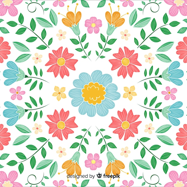 Free vector colorful floral embroidery background