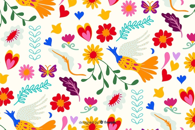 Free vector colorful floral embroidery background