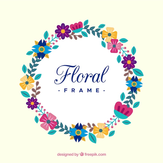 Free vector colorful floral frame in flat style