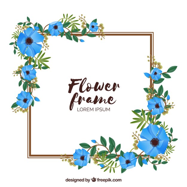 Colorful floral frame in flat style