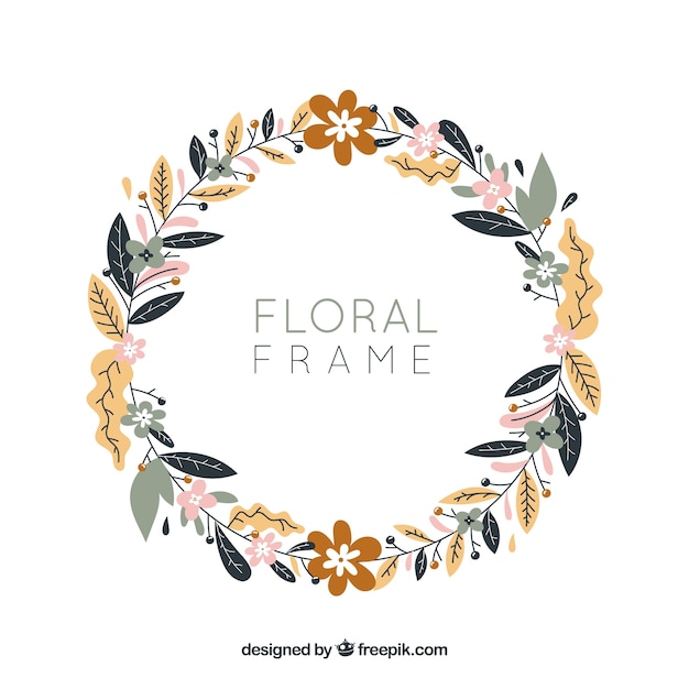 Free vector colorful floral frame in flat style