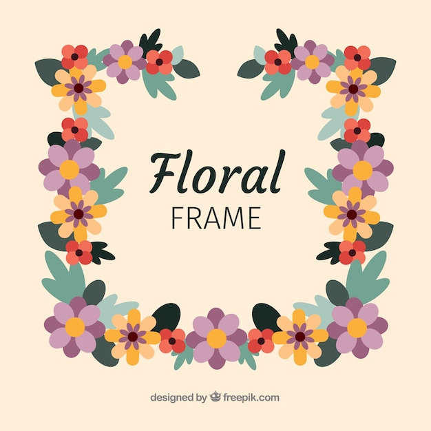 Free vector colorful floral frame in flat style