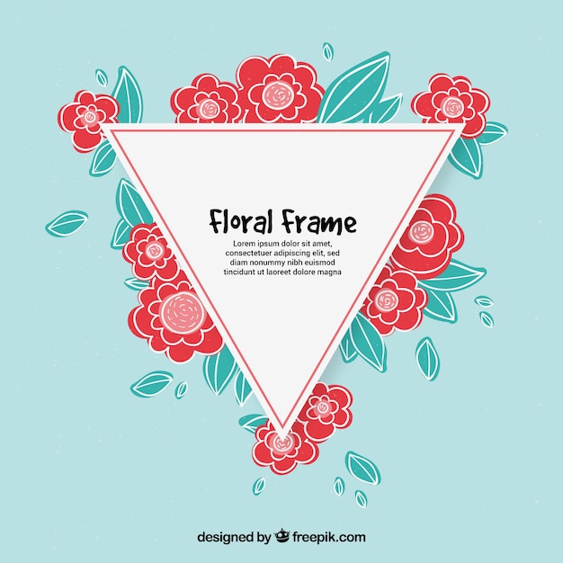 Free vector colorful floral frame in hand drawn style