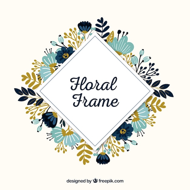 Colorful floral frame in hand drawn style