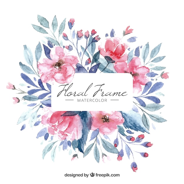 Download Free Colorful floral frame in watercolor style SVG DXF EPS PNG - Free SVG Cut Files Creativefabrica