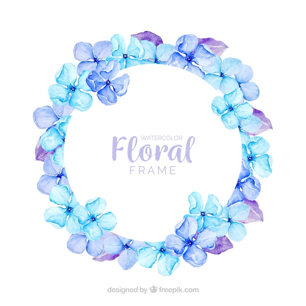 Colorful floral frame in watercolor style