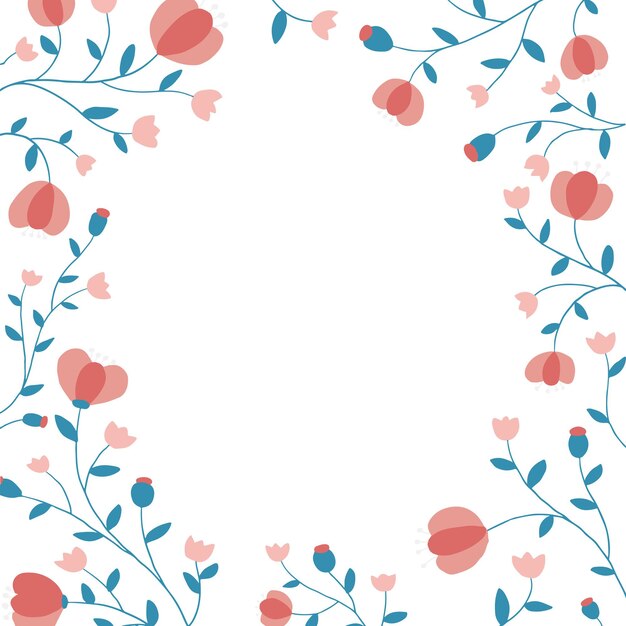 Красочная цветочная рамка на белом фоне