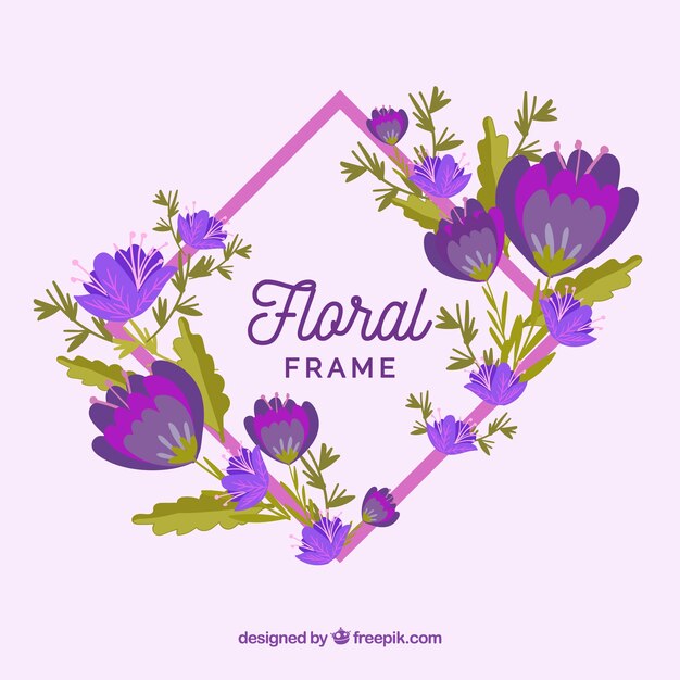 Free vector colorful floral frame with flat design