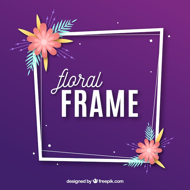 Colorful floral frame with flat design