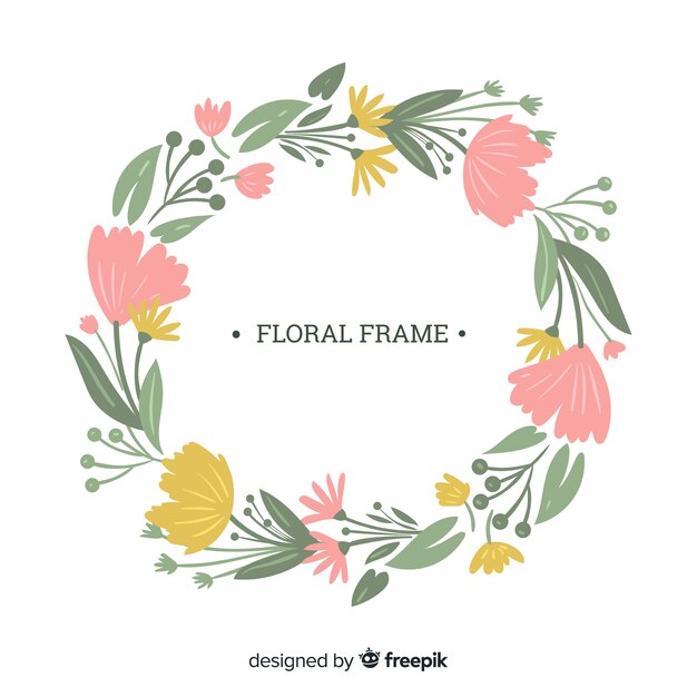 Colorful floral frame with flat design