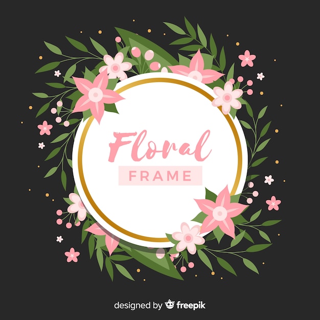 Colorful floral frame with flat design