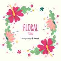Free vector colorful floral frame with flat design