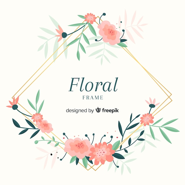 Free vector colorful floral frame with flat design