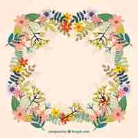 Free vector colorful floral frame with variety of flowers