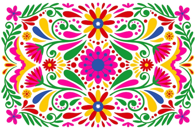 カラフルな花のメキシコの背景