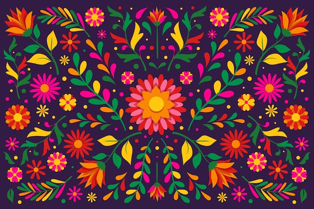 Colorful floral mexican wallpaper