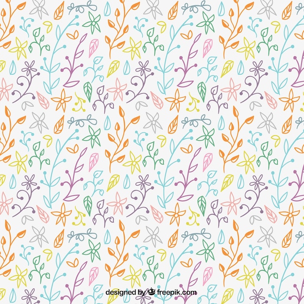 Colorful floral pattern in hand drawn style