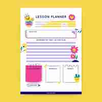 Free vector colorful floral preschool spring lesson plan template