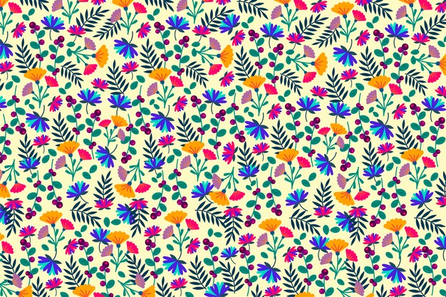 Colorful floral print on beige background