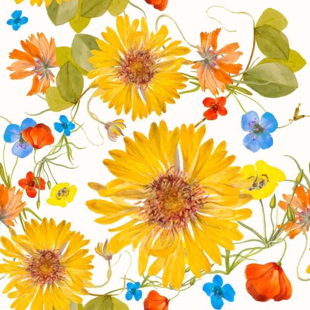 Colorful floral seamless pattern illustration, remixed from public domain artworks