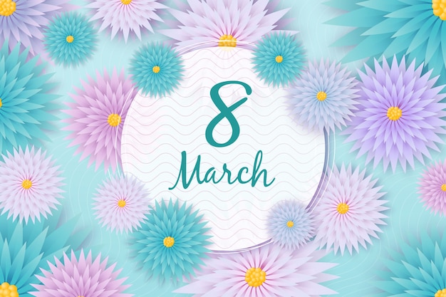 Free vector colorful floral women's day with date