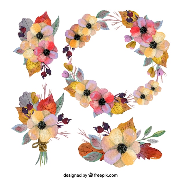 Colorful floral wreath design