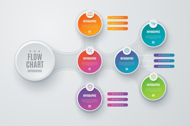 詳細とカラフルなフロー図インフォグラフィック