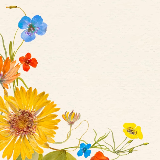 디자인 공간이 있는 다채로운 꽃 배경 그림, 공개 도메인 작품에서 리믹스